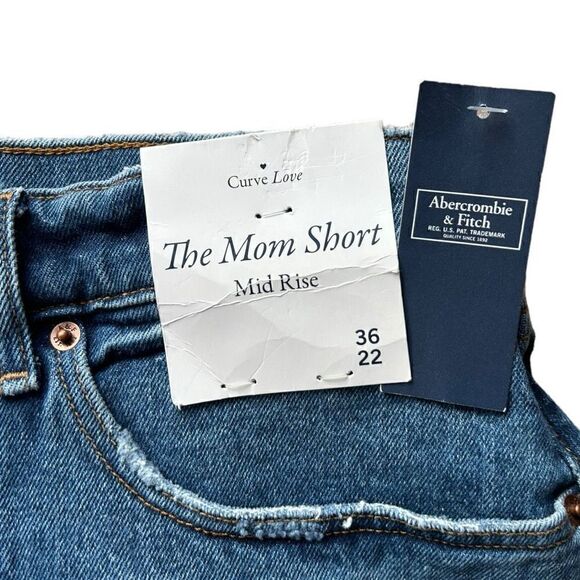 🐿️ NWT Abercrombie & Fitch Curve Love The Mom Short Mid-Rise Plus 36 (22 US) - Picture 3 of 6